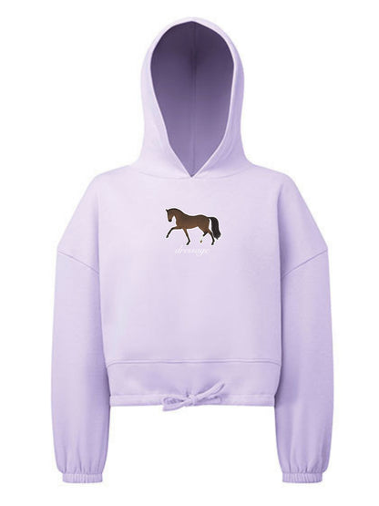 Miękka bluza ze ściągaczem, z haftem "DRESSAGE" dla Koniary - LOVELY - Lilac