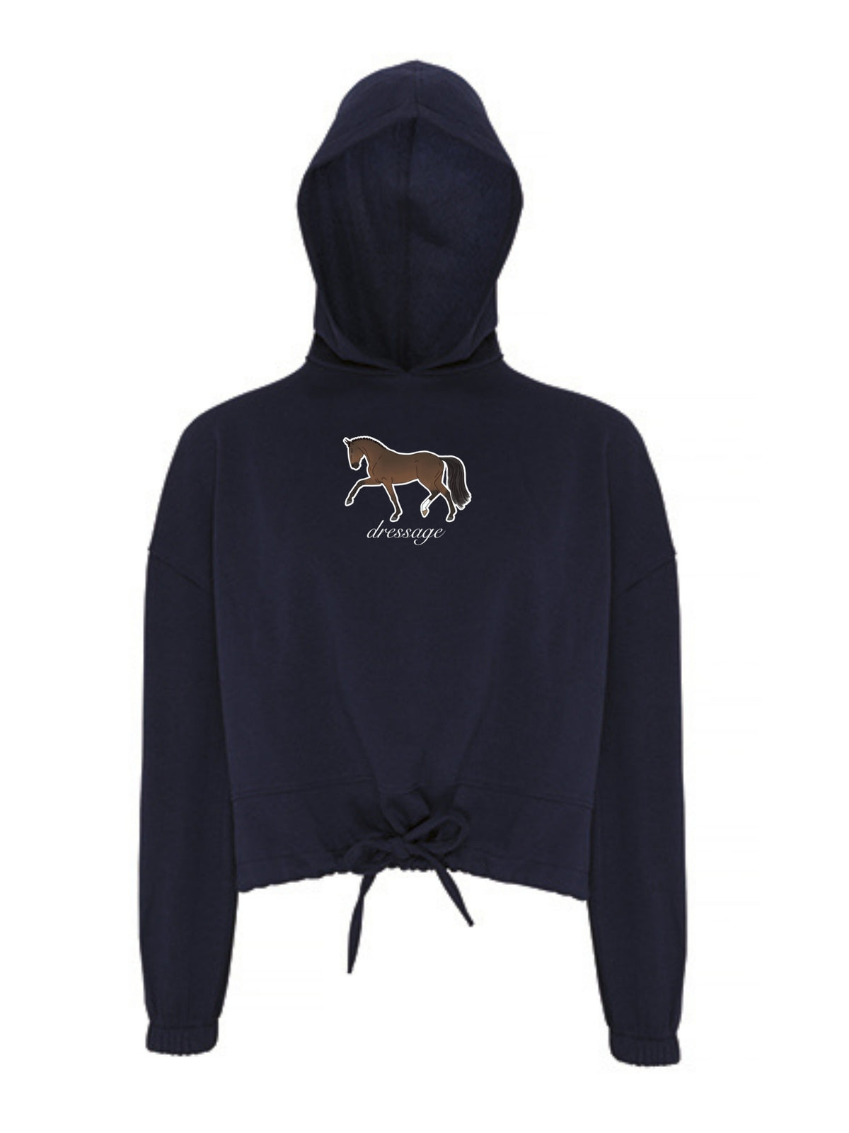 Miękka bluza ze ściągaczem, z haftem "DRESSAGE" dla Koniary - LOVELY - Black