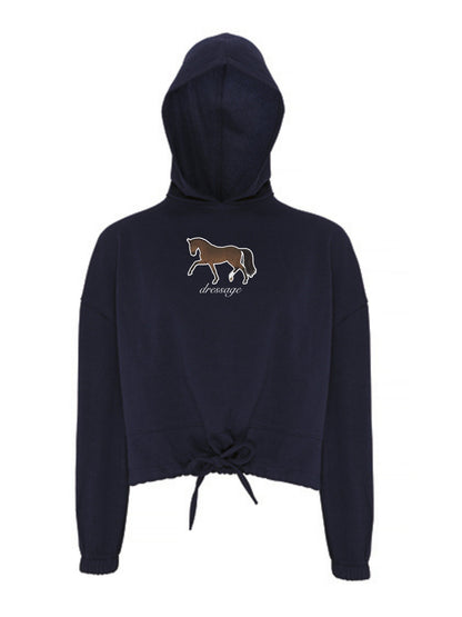 Miękka bluza ze ściągaczem, z haftem "DRESSAGE" dla Koniary - LOVELY - Black