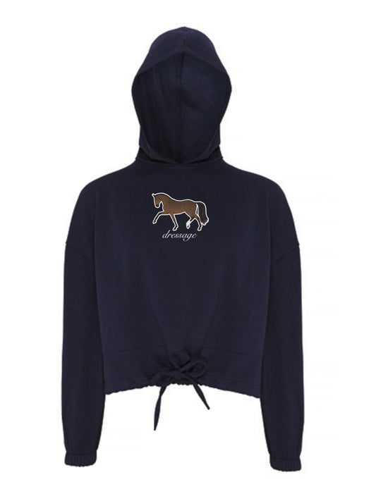 Miękka bluza ze ściągaczem, z haftem "DRESSAGE" dla Koniary - LOVELY - Black