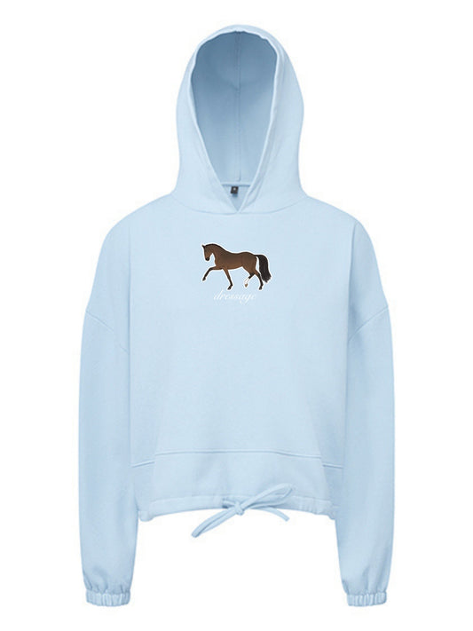 Miękka bluza ze ściągaczem, z haftem "DRESSAGE" dla Koniary - LOVELY - Sky Blue