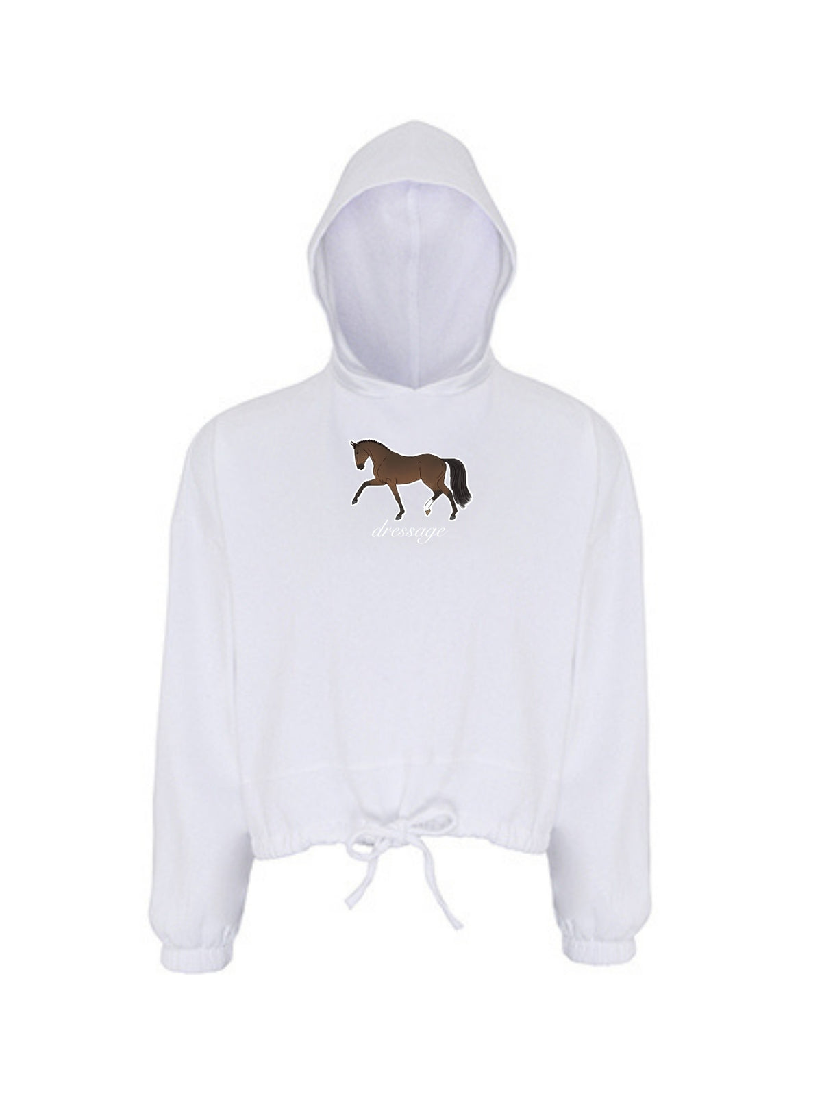Miękka bluza ze ściągaczem, z haftem "DRESSAGE" dla Koniary - LOVELY - White