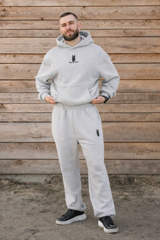 Cozy Spodnie Dresowe dla Koniarza - Horse Dad - Light Asphalt