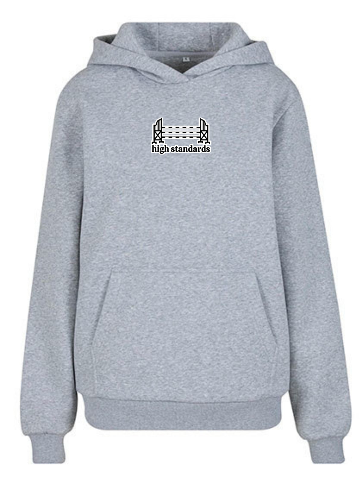 Miękka bluza z haftem "HIGH STANDARDS" dla Koniary Oversize - COZY - Heather Grey