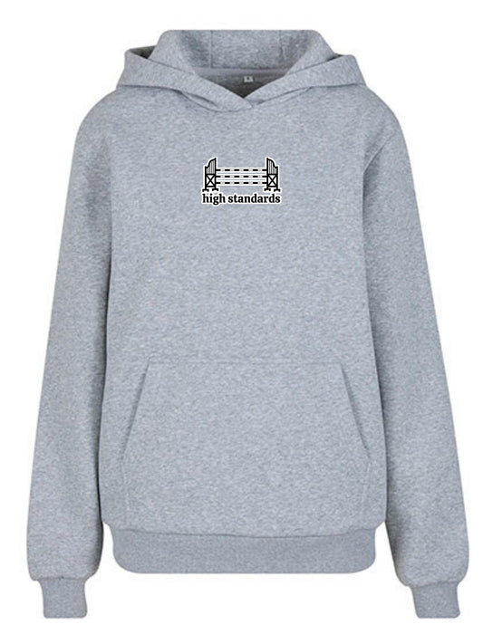 Miękka bluza z haftem "HIGH STANDARDS" dla Koniary Oversize - COZY - Heather Grey