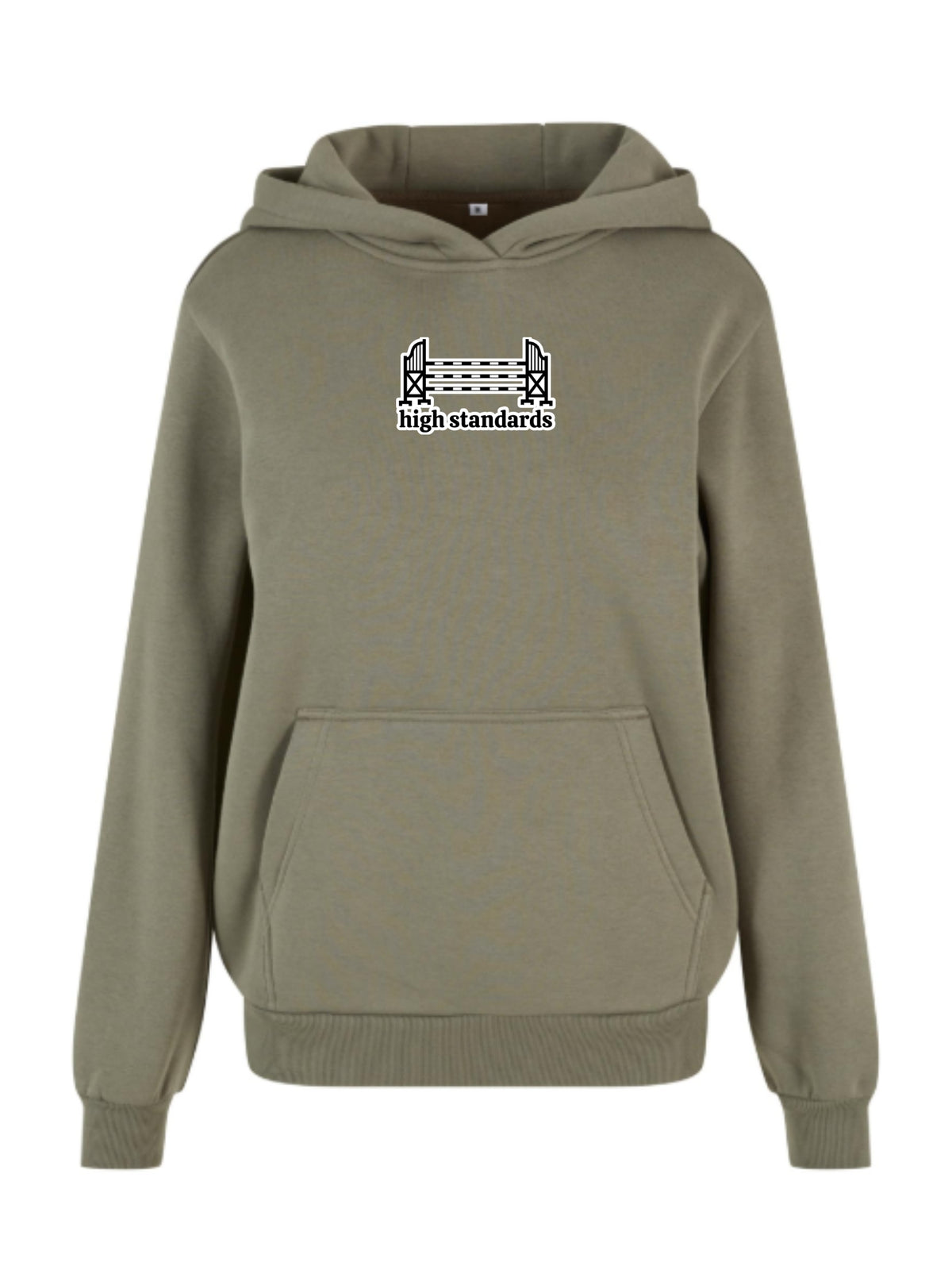 Miękka bluza z haftem "HIGH STANDARDS" dla Koniary Oversize - COZY - Pale Olive