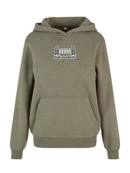 Miękka bluza z haftem "HIGH STANDARDS" dla Koniary Oversize - COZY - Pale Olive