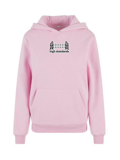 Miękka bluza z haftem "HIGH STANDARDS" dla Koniary Oversize - COZY - Soft Pink