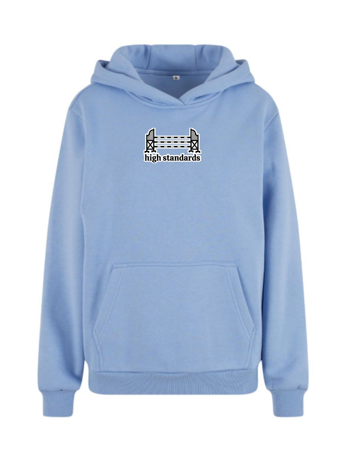Miękka bluza z haftem "HIGH STANDARDS" dla Koniary Oversize - COZY - Powder Blue