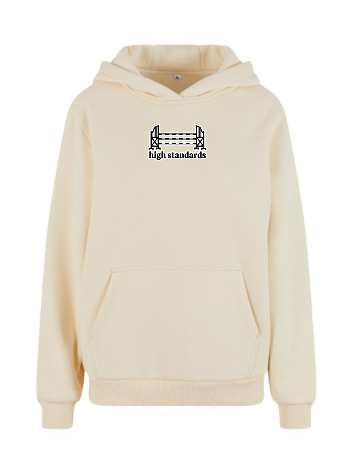 Miękka bluza z haftem "HIGH STANDARDS" dla Koniary Oversize - COZY - White Sand