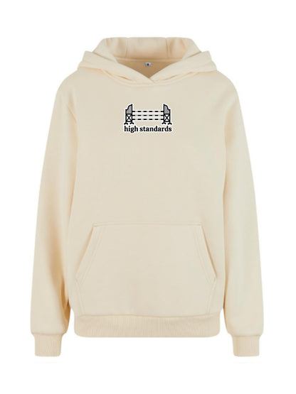 Miękka bluza z haftem "HIGH STANDARDS" dla Koniary Oversize - COZY - White Sand