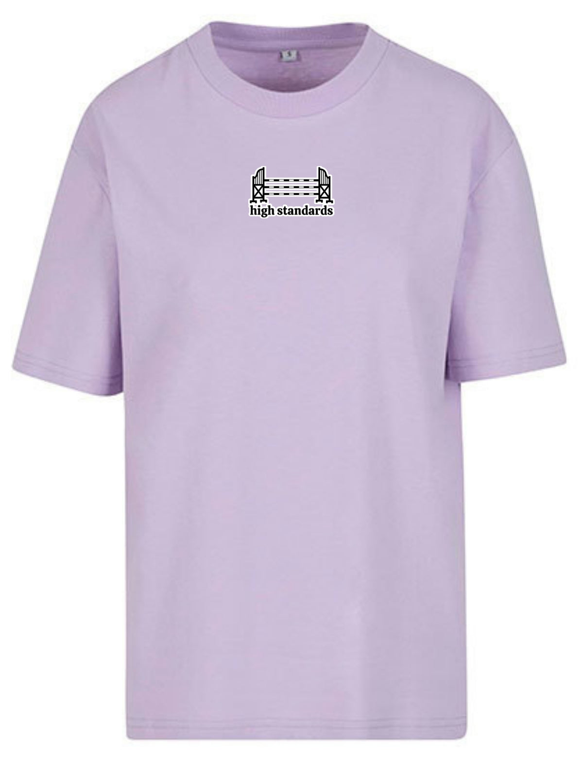 Bawełniana koszulka dla Koniary z haftem "HIGH STANDARDS” Oversize - HORSEY - Lilac