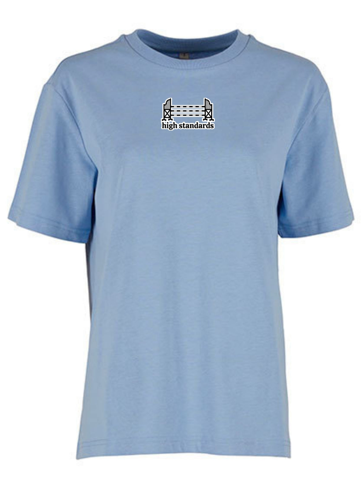 Bawełniana koszulka dla Koniary z haftem "HIGH STANDARDS” Oversize - HORSEY - Powder Blue