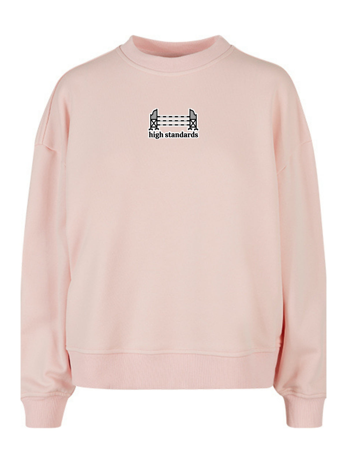 Miękka bluza bez kaptura z haftem "HIGH STANDARDS" dla Koniary Oversize - EQUINE - Pink