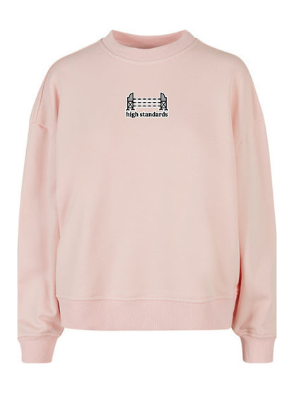 Miękka bluza bez kaptura z haftem "HIGH STANDARDS" dla Koniary Oversize - EQUINE - Pink