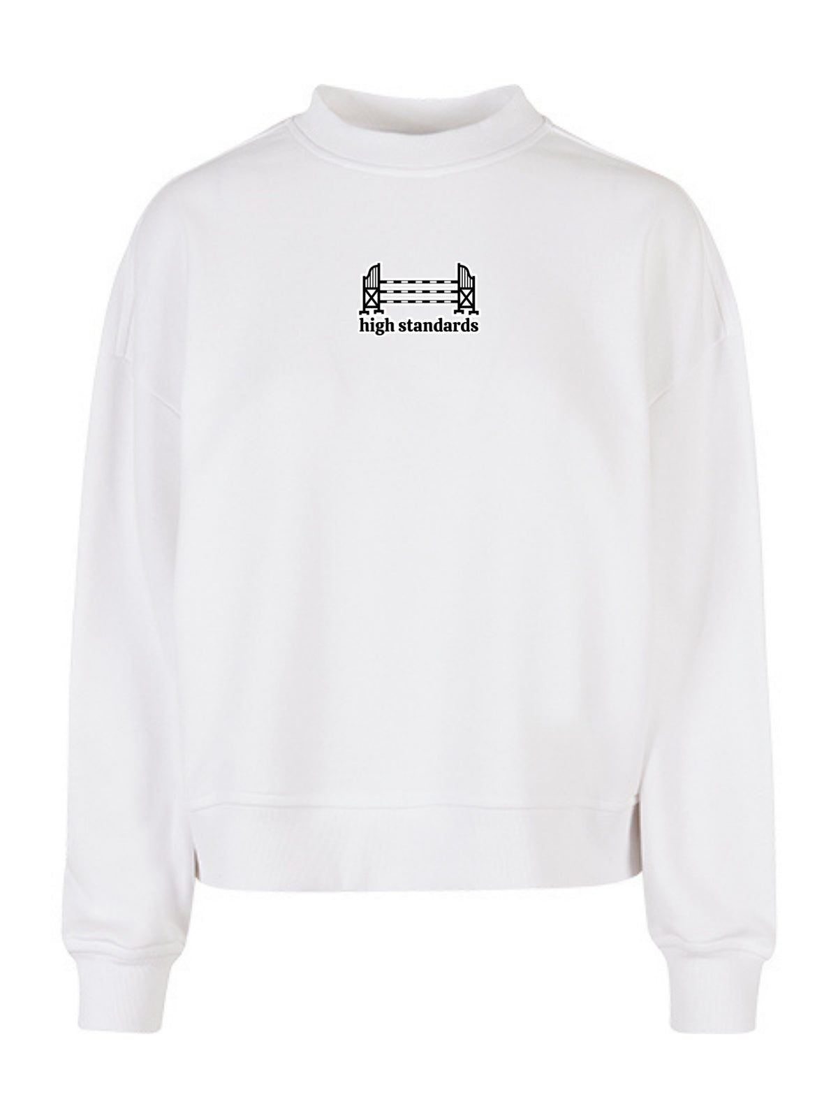 Miękka bluza bez kaptura z haftem "HIGH STANDARDS" dla Koniary Oversize - EQUINE - White