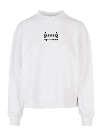 Miękka bluza bez kaptura z haftem "HIGH STANDARDS" dla Koniary Oversize - EQUINE - White