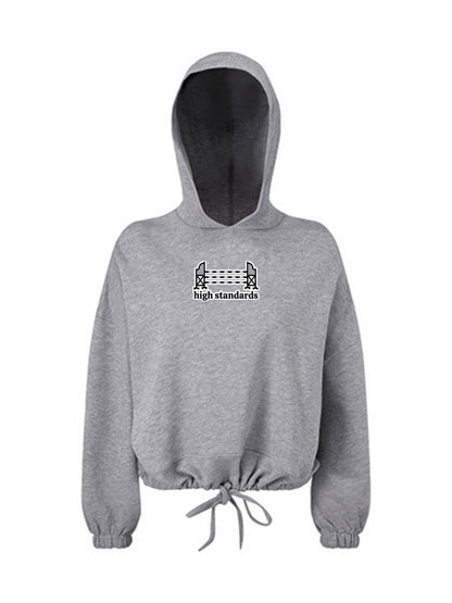 Miękka bluza ze ściągaczem, z haftem "HIGH STANDARDS" dla Koniary - LOVELY - Heather Grey