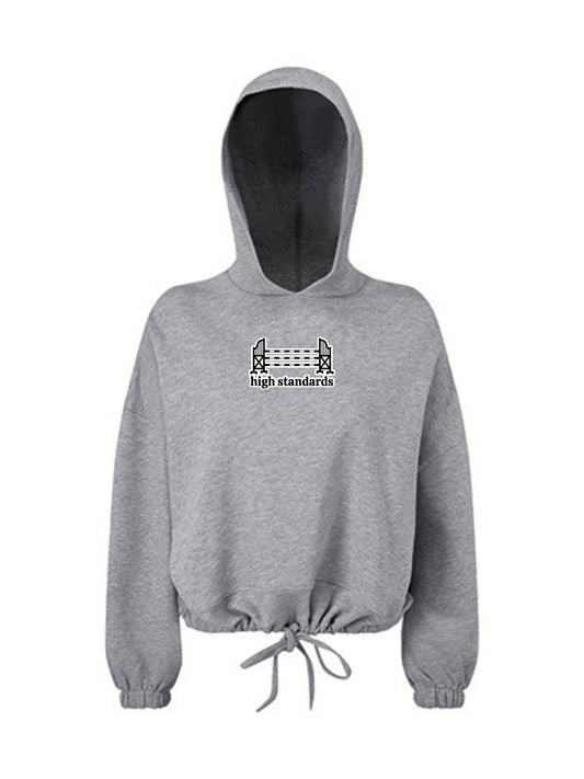Miękka bluza ze ściągaczem, z haftem "HIGH STANDARDS" dla Koniary - LOVELY - Heather Grey
