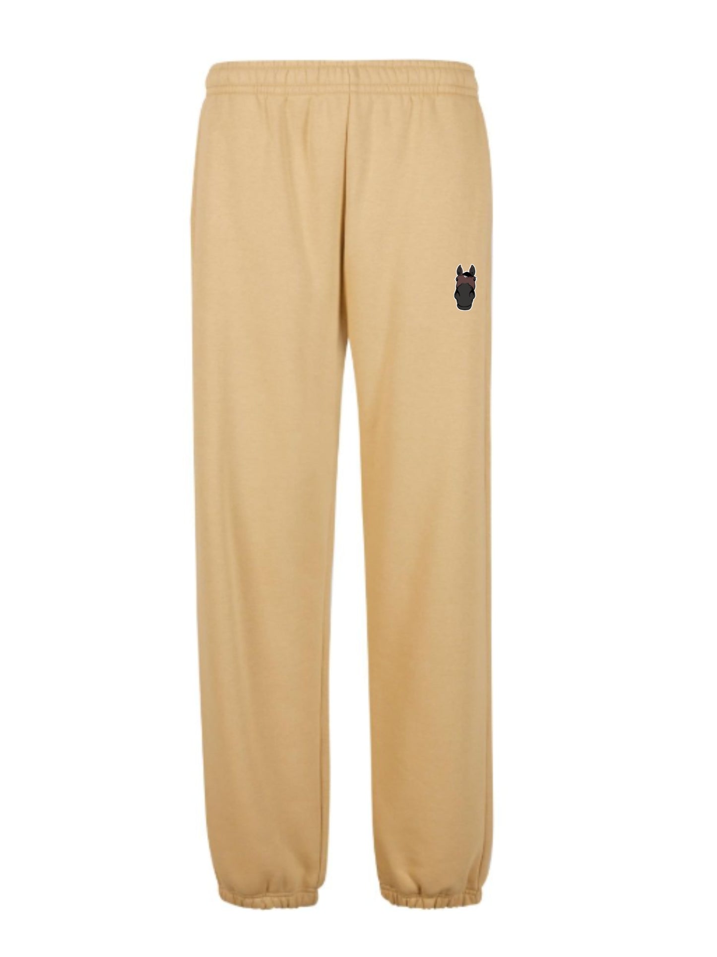 Miękkie spodnie dresowe z haftem dla Koniarza - COZY - Beige