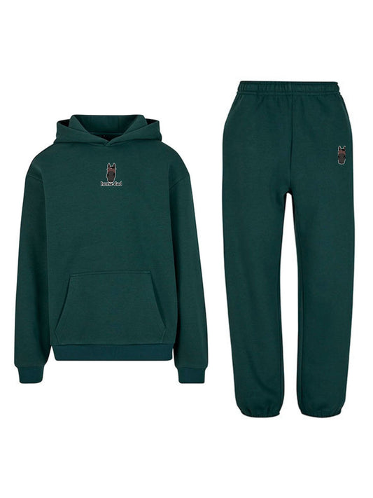 Cozy Komplet Dresowy Dla Koniarza - Horse Dad Oversize - Bottle Green