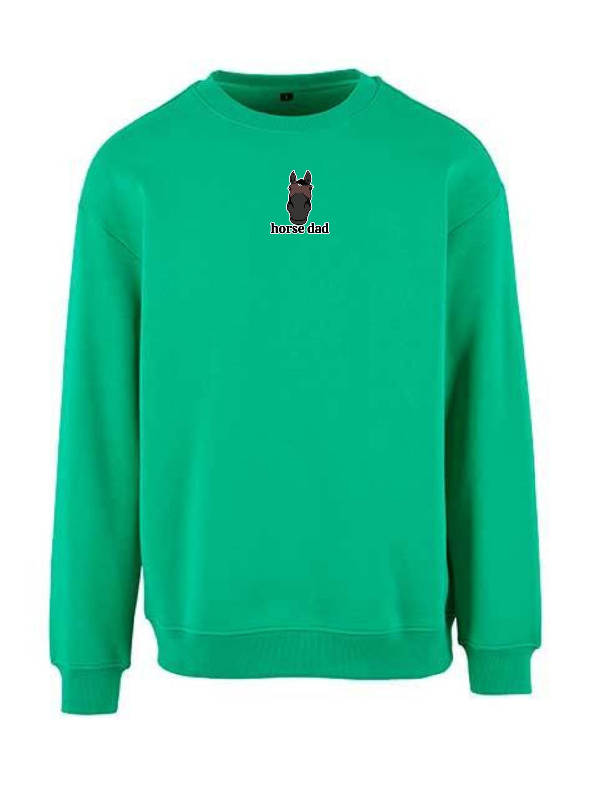 Miękka bluza bez kaptura z haftem "horse dad" dla Koniarza Oversize - EQUINE - Grass Green
