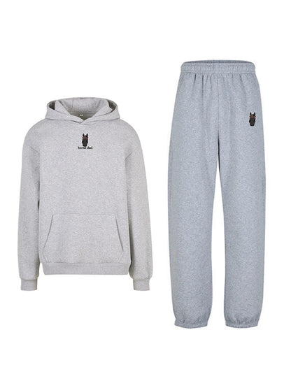 Cozy Komplet Dresowy Dla Koniarza - Horse Dad Oversize - Heather Grey