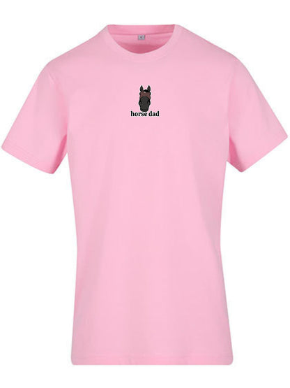 Bawełniana koszulka dla Koniarza z haftem "horse dad" Slim - RIDER- Soft Pink