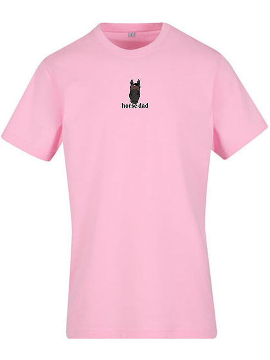 Bawełniana koszulka dla Koniarza z haftem "horse dad" Slim - RIDER- Soft Pink