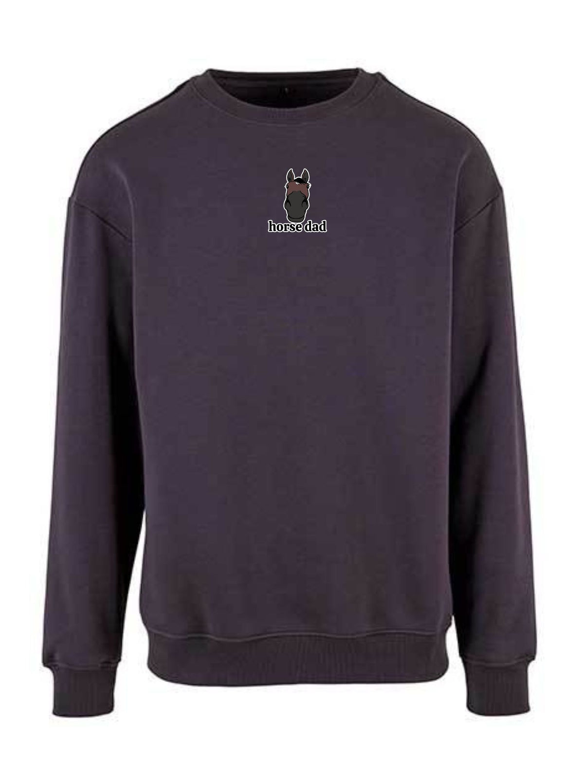Miękka bluza bez kaptura z haftem "horse dad" dla Koniarza Oversize - EQUINE - Navy