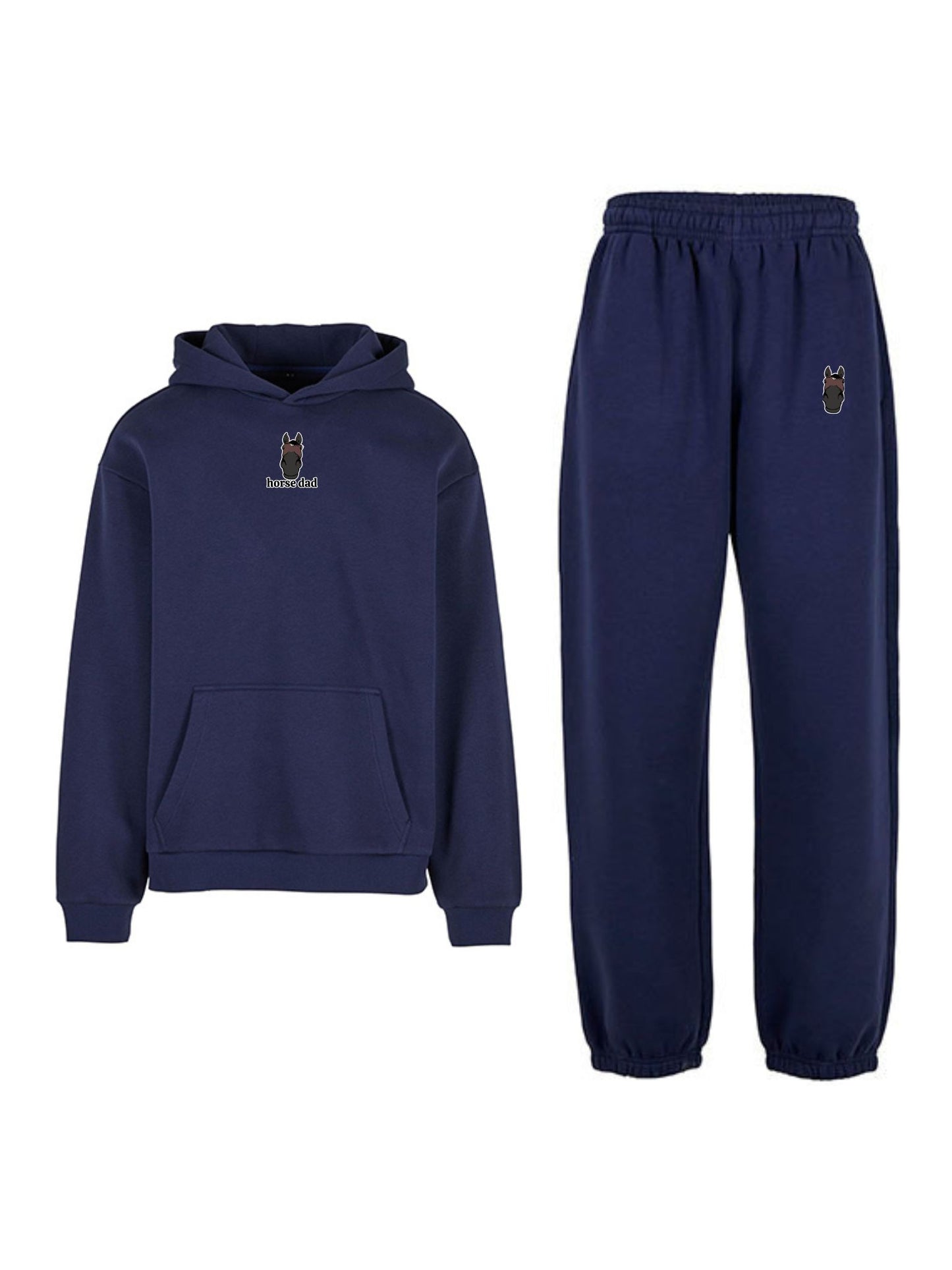 Cozy Komplet Dresowy Dla Koniarza - Horse Dad Oversize - Navy