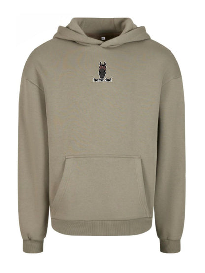 Miękka bluza z haftem "horse dad" dla Koniarza Oversize - COZY - Pale Olive