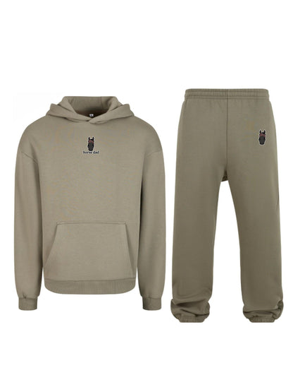 Cozy Komplet Dresowy Dla Koniarza - Horse Dad Oversize - Pale Olive