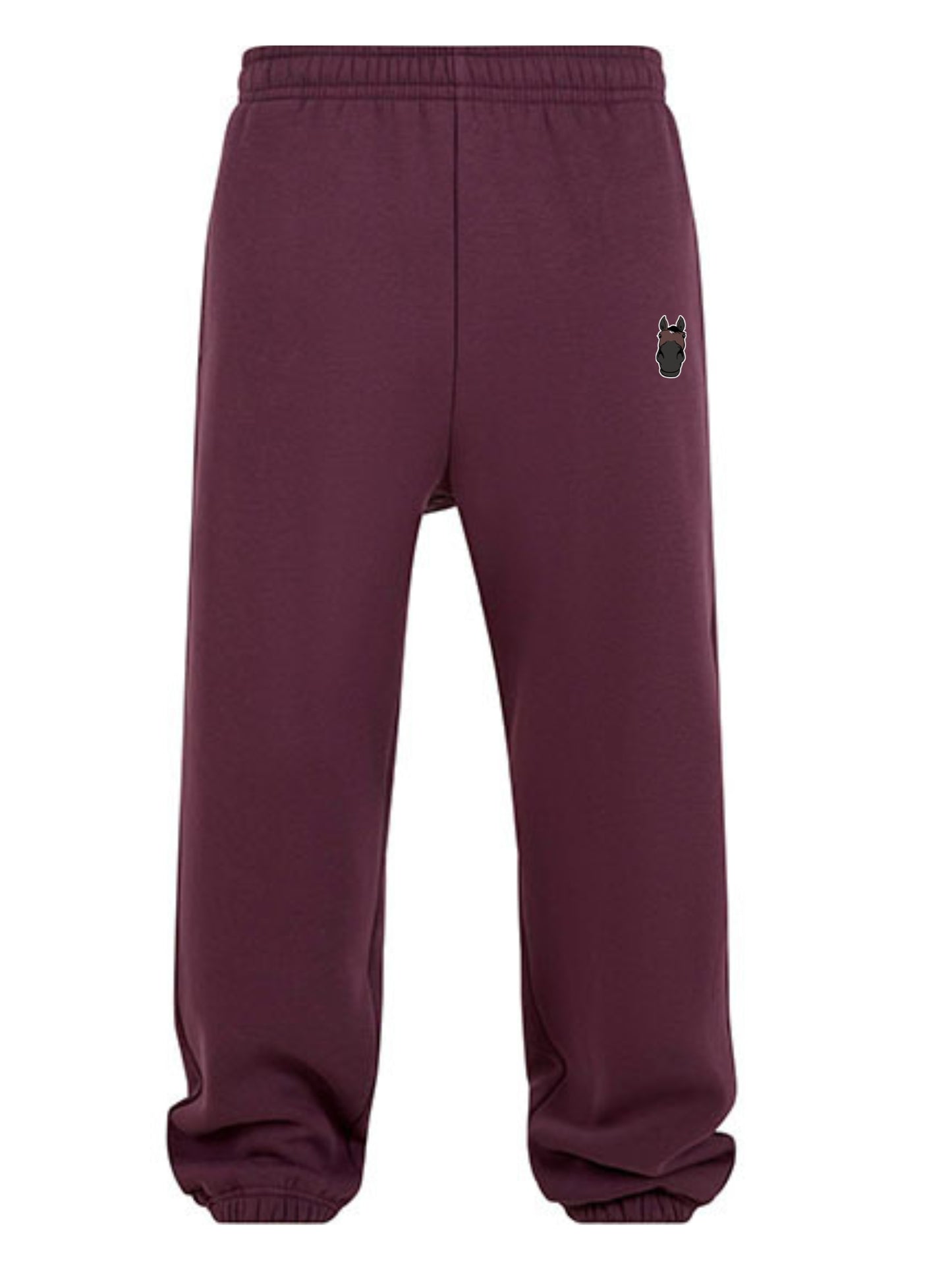 Miękkie spodnie dresowe z haftem dla Koniarza - COZY - Plum Purple