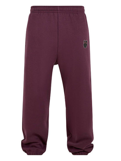 Miękkie spodnie dresowe z haftem dla Koniarza - COZY - Plum Purple