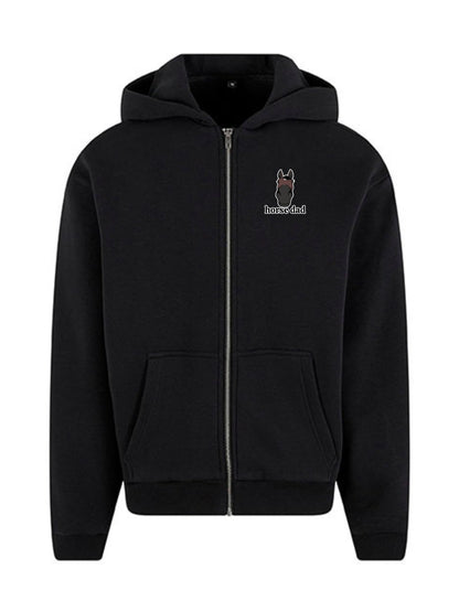 Miękka, luźna bluza na zamek z haftem "horse dad" dla Koniarza - COZY - Black