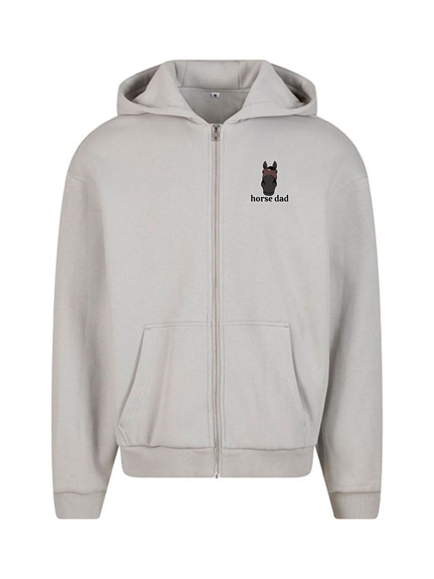 Miękka, luźna bluza na zamek z haftem "horse dad" dla Koniarza - COZY - Light Asphalt