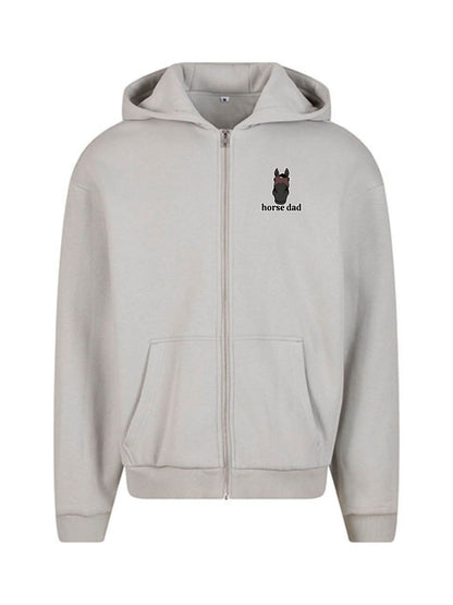 Miękka, luźna bluza na zamek z haftem "horse dad" dla Koniarza - COZY - Light Asphalt