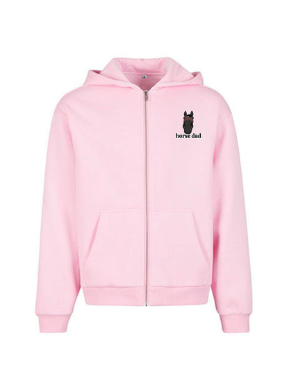 Cozy Rozpinana Bluza dla Koniarza - Horse Dad Oversize - Soft Pink