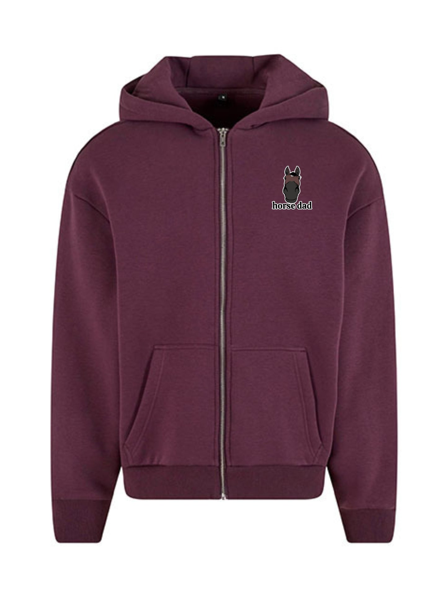Miękka, luźna bluza na zamek z haftem "horse dad" dla Koniarza - COZY - Plum Purple - 24H!
