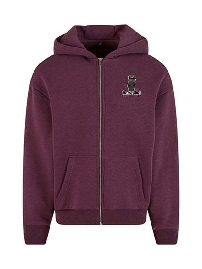 Miękka, luźna bluza na zamek z haftem "horse dad" dla Koniarza - COZY - Plum Purple - 24H!