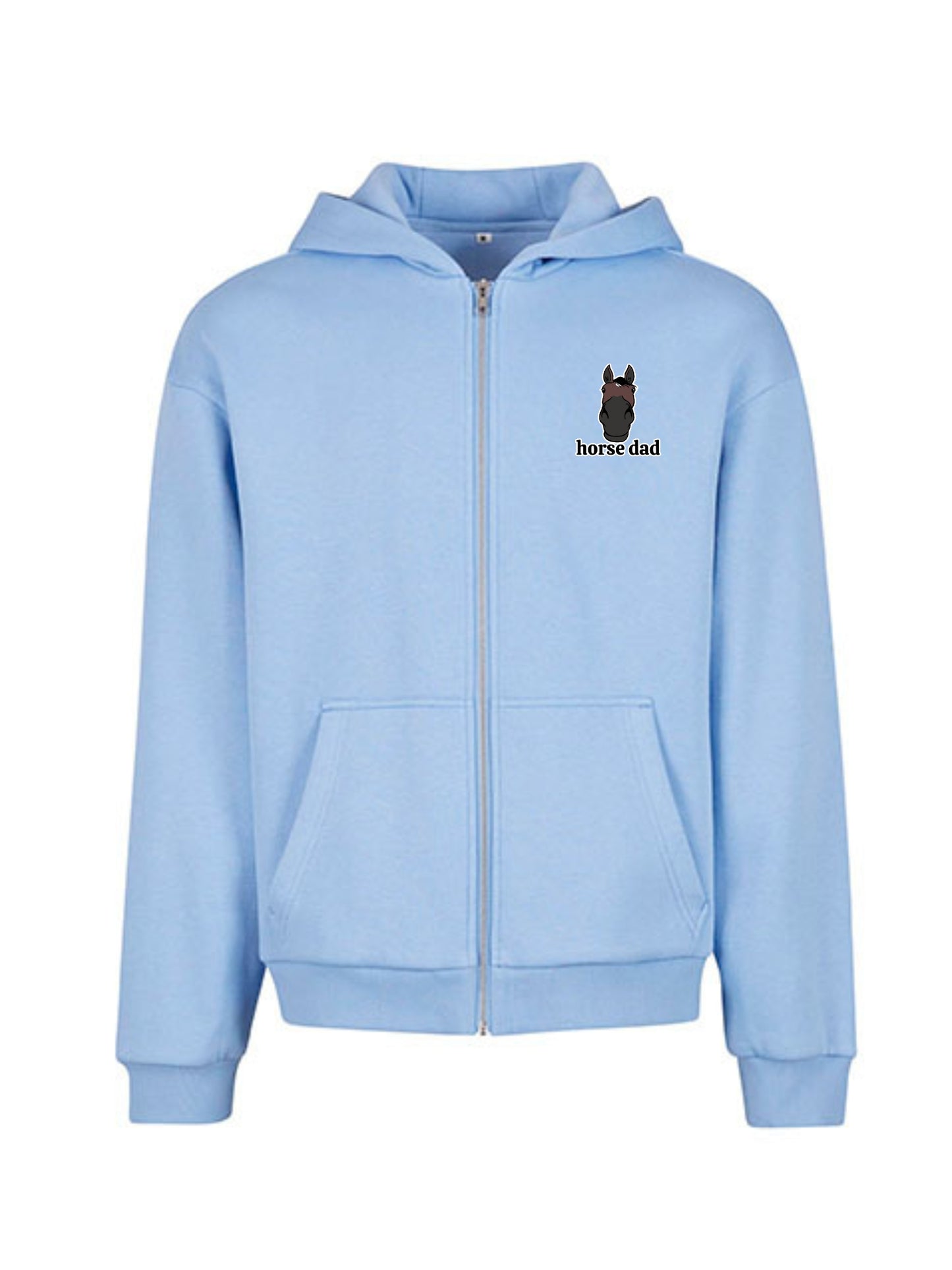 Miękka, luźna bluza na zamek z haftem "horse dad" dla Koniarza - COZY - Powder Blue - 24H!