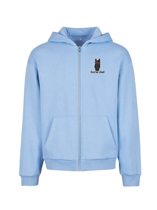 Cozy Rozpinana Bluza dla Koniarza - Horse Dad Oversize - Powder Blue