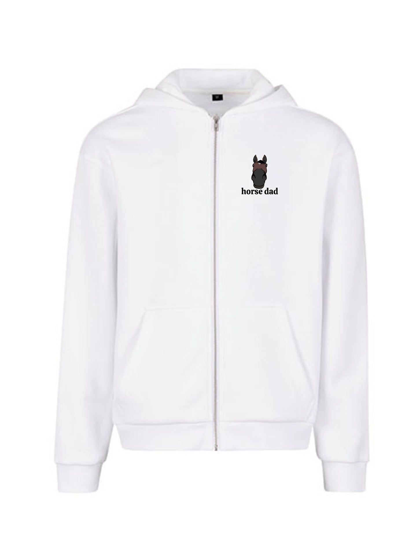 Miękka, luźna bluza na zamek z haftem "horse dad" dla Koniarza - COZY - White