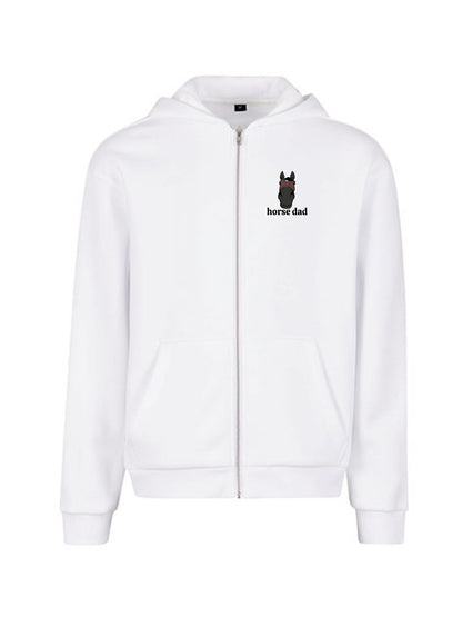 Miękka, luźna bluza na zamek z haftem "horse dad" dla Koniarza - COZY - White