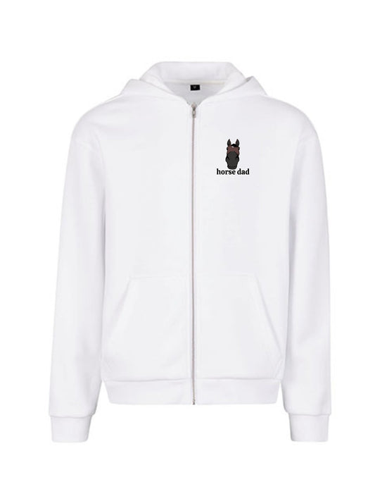 Cozy Rozpinana Bluza dla Koniarza - Horse Dad Oversize - White
