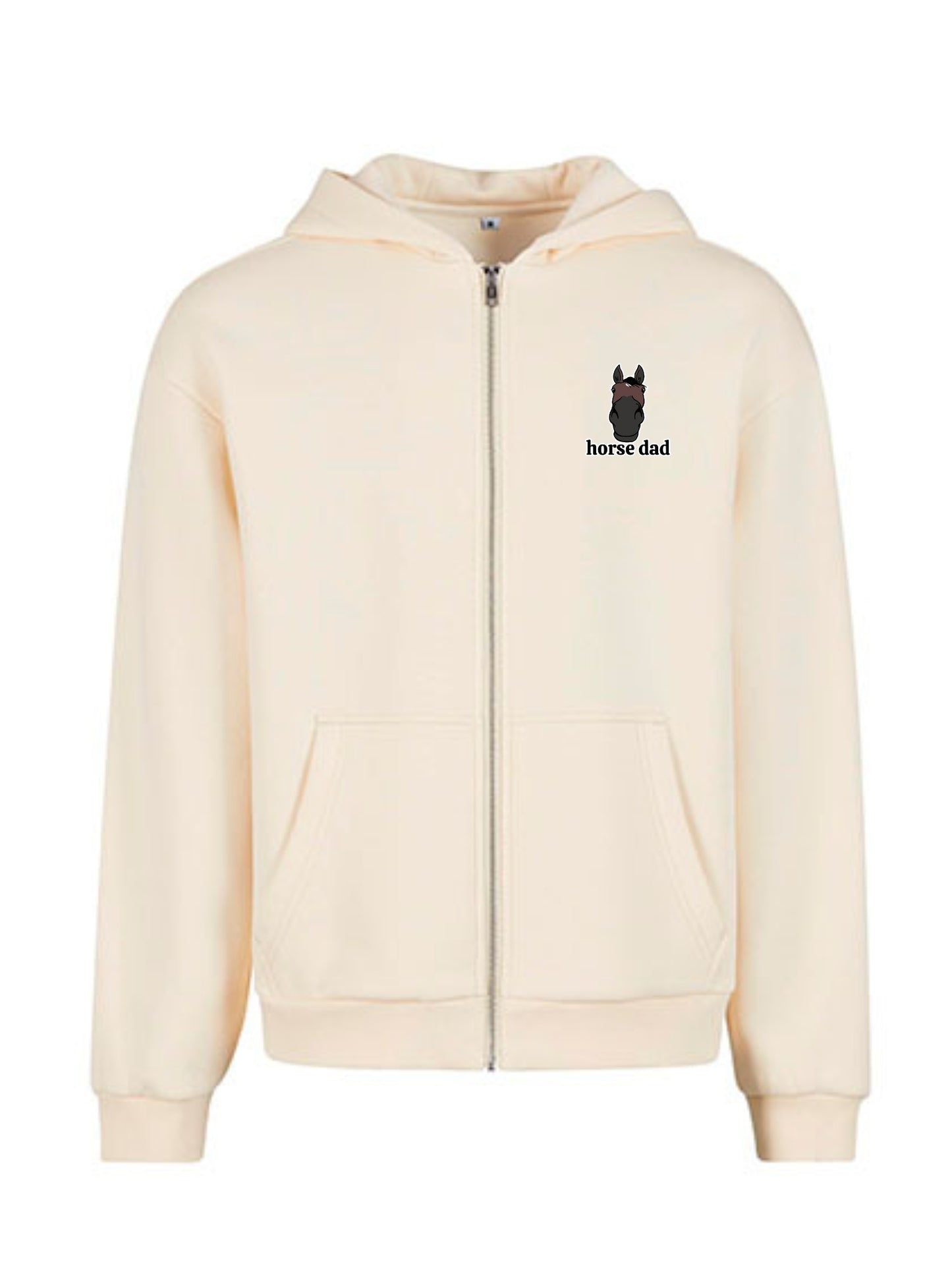 Miękka, luźna bluza na zamek z haftem "horse dad" dla Koniarza - COZY - White Sand