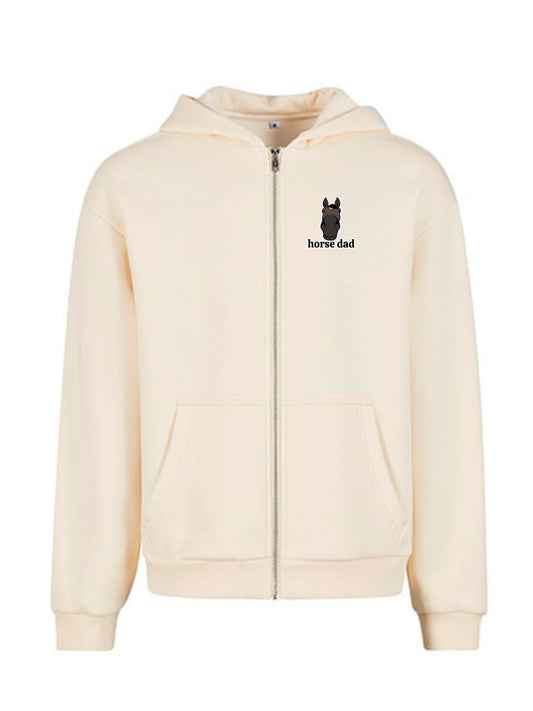 Cozy Rozpinana Bluza dla Koniarza - Horse Dad Oversize - White Sand