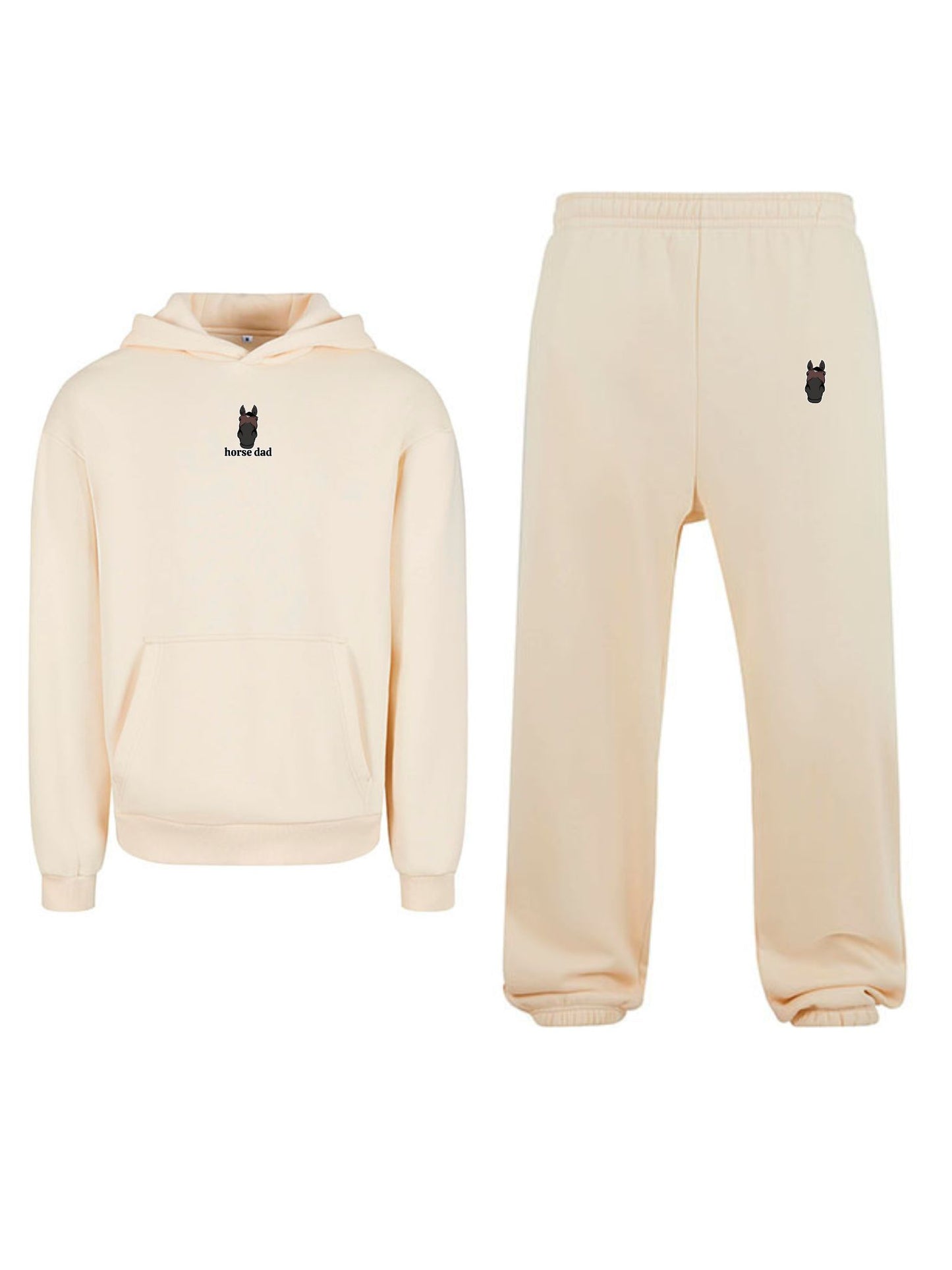 Cozy Komplet Dresowy Dla Koniarza - Horse Dad Oversize - White Sand
