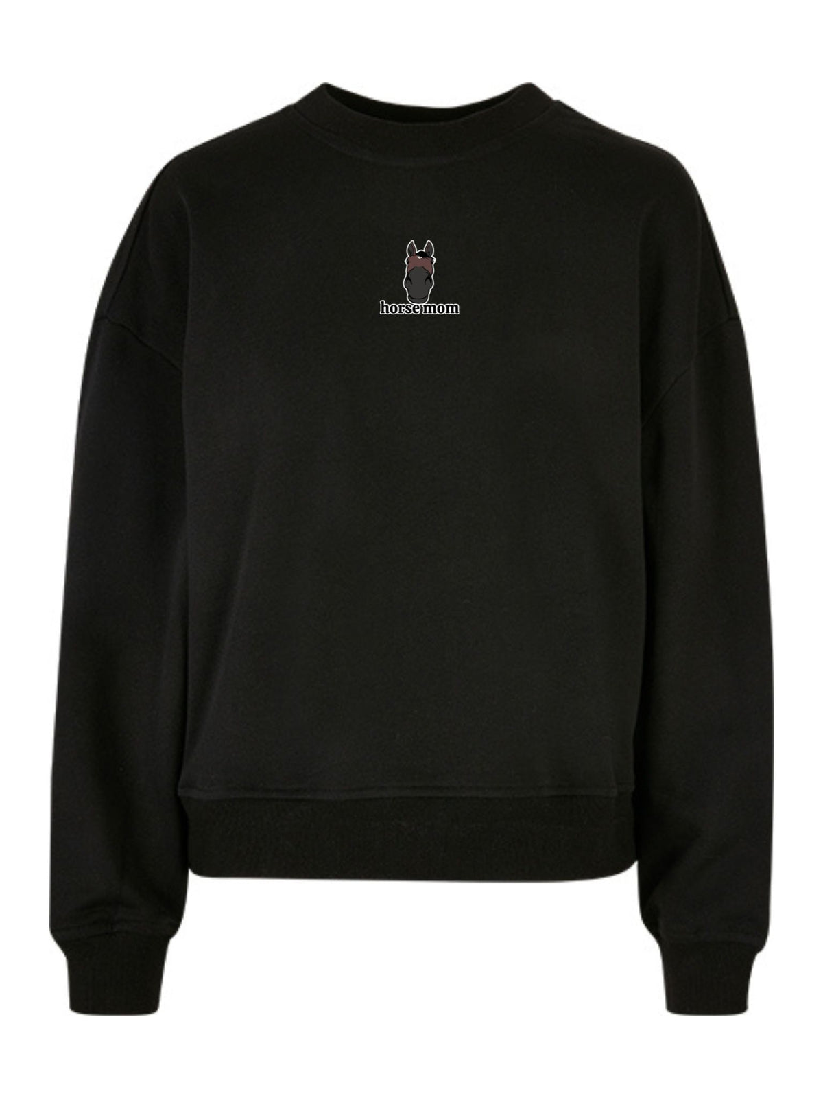Miękka bluza bez kaptura z haftem "horse dad" dla Koniarza Oversize - EQUINE - Black